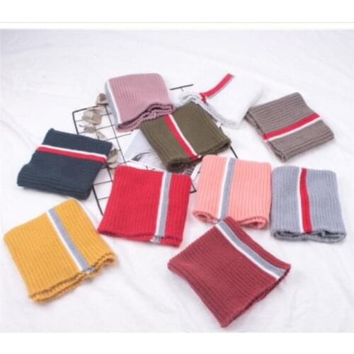 Korea Handmade Wool Knit Patchwork Kids Children Girls Rings Scarf Wrap Shawl Fall Winter Apparel Accessories-OZKSF047C5