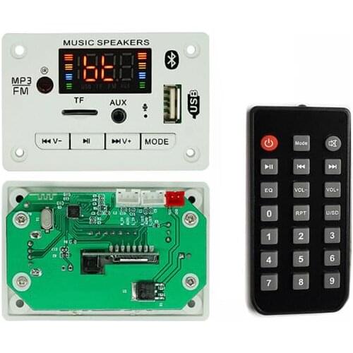 12V white with recording color screen Bluetooth 5.0 audio decoder board circuit board audio accessories with hands free call