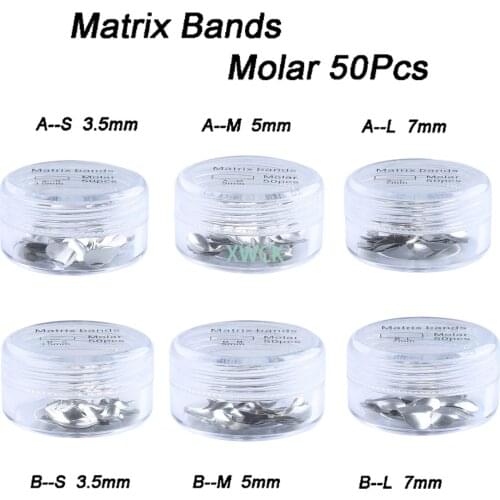 50Pcs/Set Dental Sectional Contoured Matrices Matrix Ring Bands S/M/L Delta Wedges Filling For Dental Lab Tools