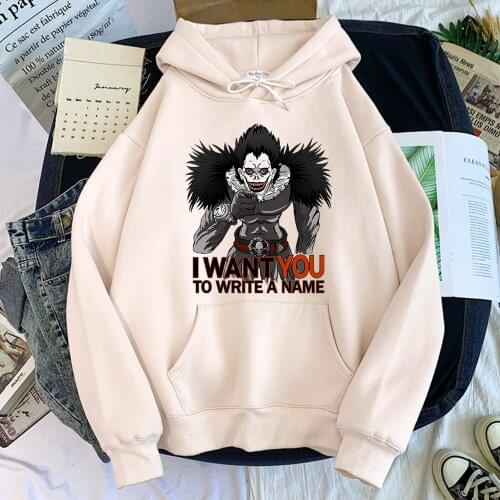 Man Hoodie Japan Death Note I Want You Anime Streetwear Trend Hoodie For Mens Street Fashion Hoodies Fleece Sweatshirt Men