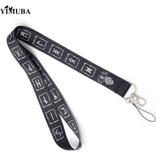YIMUBA Vegvisir Viking Rune Compass Lanyard Keychain Mobile Phone Hanging Rope Neck Straps Key ID Card Badge Holder Accessories