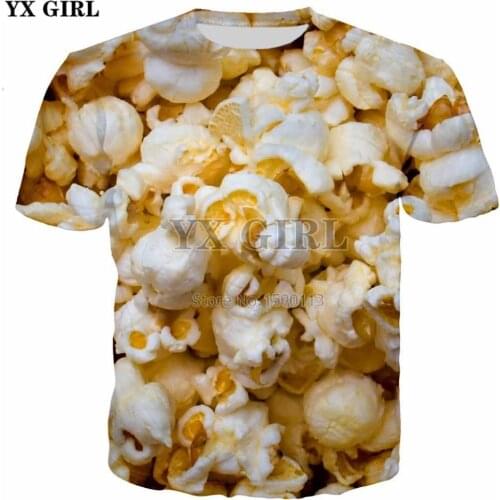 YX GIRL 2018 summer Fashion 3D T-shirt Men/Women t shirt Food Popcorn Printed T shirts Male Female Casual Tee shirts Drop