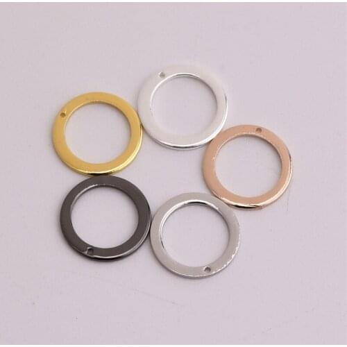 50pcs/lot 9.5mm Gold color Closed Circles hollow Charms Connector Simple handmade craft tag pendants jewelry DIY material