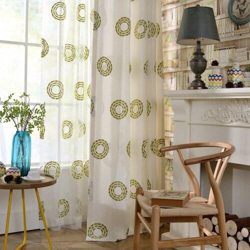 Curtains for Living Room Gear-simple Modern Cotton and Linen Curtains Embroidered Gauze Curtain Fabric