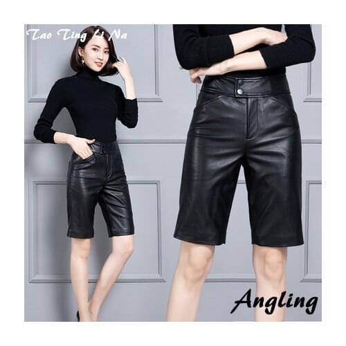 Top brand New 2020 Women Real Genuine Sheep Leather Shorts KS71 high quality