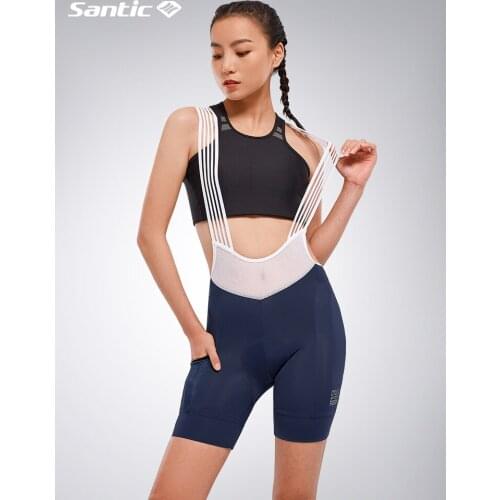 Santic Women Cycling Bib Shorts Professional 2-3H Riding Bicycle Bib Shorts Cool Breathable Summer Quick Dry Bib Short Pants