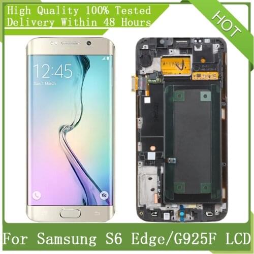 For SAMSUNG GALAXY S6 Edge 5.1'' SUPER AMOLED LCD G925 G925F With Frame LCD Display Touch Screen Digitizer Assembly Replacement