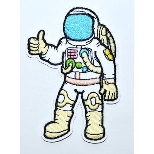 Astronaut cosmonaut space man retro embroidered applique iron on patch (Size is about 6.4 * 9 cm)