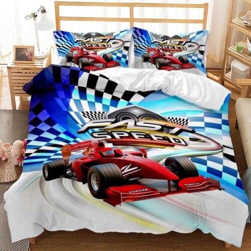 2/3 Racing Racing Bedding Set Kart/racing Cotton Linen Quilt Cover Extreme Sports Bedspread Set Double Queen Quilt Cover