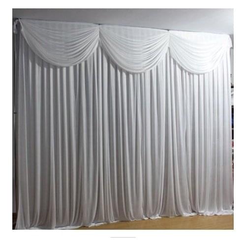 3*3M White Wedding Backdrop Curtain with Detachable Swag Event Party Stage Background Curtain