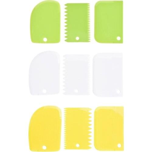 3 Pcs DIY Cake Bowl Scrapers Set Plastic Dough Cutter for Home and Kitchen Fondant Icing Edge Decorating Tools Supplies