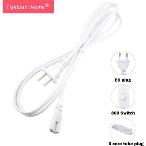 3core US EU Switch Cable Wire Connector Cable Lamp Connector 1M 1.5M 1.8M Double-end Cable Wire for T5 T8 LED Tube Light