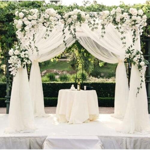 48CM*10M Sheer Organza Crystal Fabric Tulle Roll For Wedding Arch Decorative Wedding Car Wedding Table Chair Decor Supplies 7Z