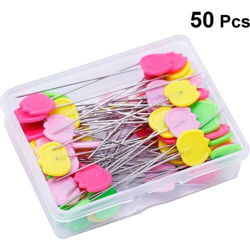 50pcs Sewing Pins Tulip Head Clothing Accessories Heart Head Straight Pin Flat Head Pins for Dressmaker Craft Decor DIY Doll