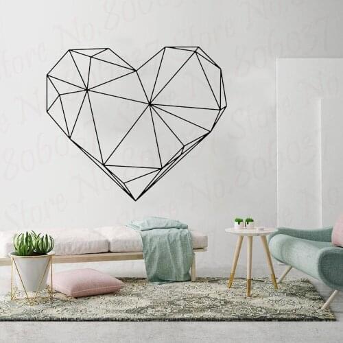 Heart Abstract Polygonal wall decals Love Geometric Art stickers Home Interior Design Office Murals Home Decoration WL922
