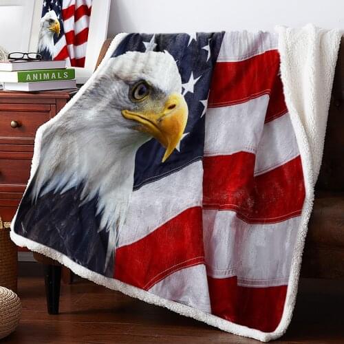 American Flag Eagle Animal Warm Soft Blanket Office Sofa Plush Blanket Bedspreads Quilt Drop Ship
