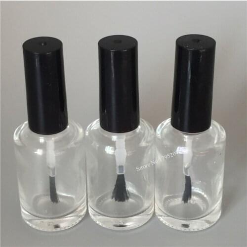 DHL Free 200pcs/lot 15ml Round Shape Empty Nail Polish Bottle Portable Brush Nail Art Container Glass Nail Oil Bottles