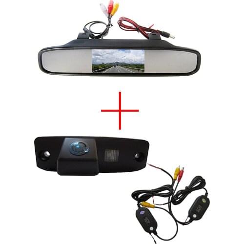 Wireless CCD Car RearView Camera for Hyundai Tucson Accent Elantra Terracan Veracruz Sonata,with 4.3Inch Rearview Mirror Monitor