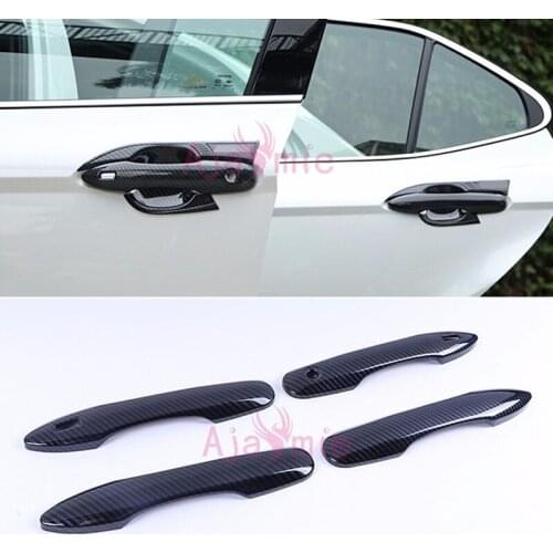 Carbon Fiber Color Door Handle Bowl Insert Trim Car Styling 2018 2019 For Toyota Camry Sports Version XV70 8th Accessories