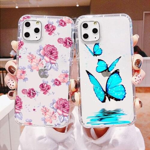 Colorful Summer Painted Plant Floral Art Phone Case For iphone 12 PRO MAX 11 Pro Max XS 8 7 Plus 6s 5s XR Transparent TPU Cover