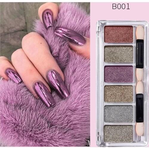 Decorations Manicure Tool Six Color Nail Art Glitter Solid Magic Mirror Nail Powder Holographic Laser Chrome Pigments