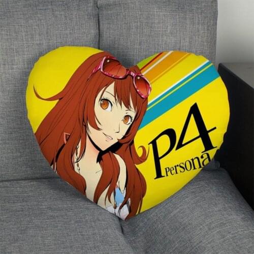 Hot Sale persona 4 Heart Shape Pillow Cover Custom zipper Pillowcase Just Cover No Core Size 41x36cm,47x42cm