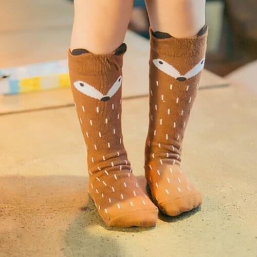 Children knee high socks For Girl tiny cottons stockings kids socks Boy fox knee high socks for girls leg warmers Cotton
