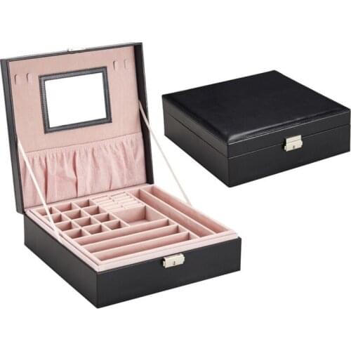 Double Layer Jewelry Storage Box Large Capacity Multiple Partition Watch Box Makeup Mirror Home Decoration Accessories Storage