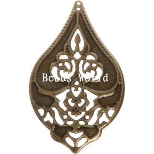 Wholesale Best Quality 30 Pcs Bronze Tone Filigree Oval Connector Embellishments Jewelry Findings 70x40mm(W04911)