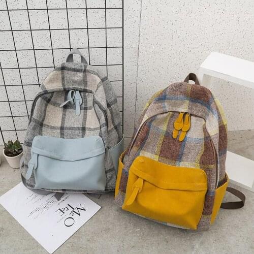 Weysfor Plaid Women Backpack Student Cute School Bag Rucksack Female Mochilas Feminina School Bags For Teenage Girs Canvas Bag