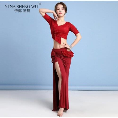 Adult Oriental Practice Set Wear Performance Dancing Women Bellydance Charm Long Skirt Belly Dance Practice Costume Set Clothes
