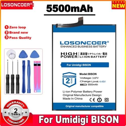 LOSONCOER BISON 5500mAh Battery For Umidigi BISON Mobile Phone Battery