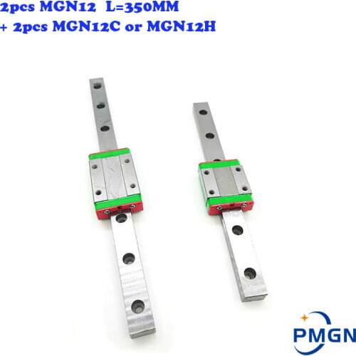 MGN12 2pcs 12mm Linear Guide MGN12 L= 350mm Linear Rail Way + 2PCS MGN12C or MGN12H Linear SS Carriage for CNC XYZ Axis