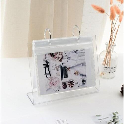 3/5-inch 34 photos Desk Calendar Mini Album Acrylic Desktop Decoration Desk Standing Collection Album Postcard Calendar For F4N4