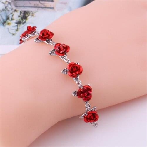 Fashion Simple Rose Chain Bracelet Jewelry Gift for Women Party Elegant Accessory Christmas present