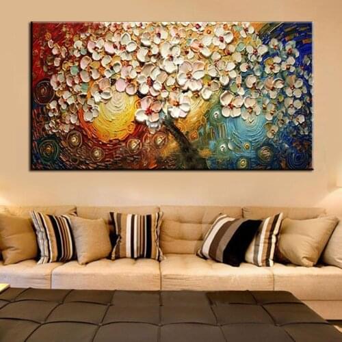 Unframed Hand painted On Canvas Wall Art Abstract Painting Modern Acrylic Flowers Palette Knife Oil Painting for Home Decoration