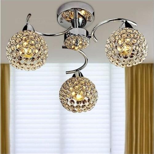 Nordic Modern Iron Crystal Ceiling Lamps LED Lamps Living Room Ceiling Lights 3 Light Sources Lustre Ceiling Lighting Fixtures