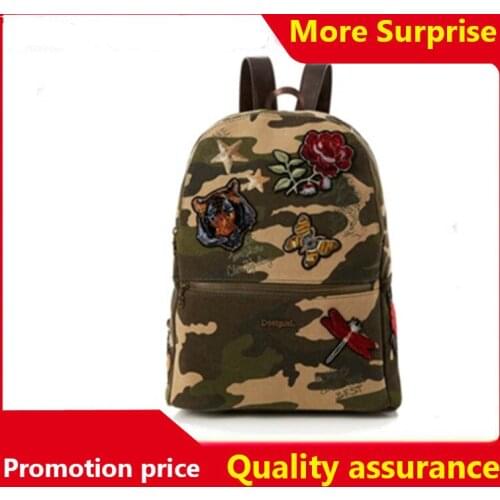 Newest Spanish Brand Women Camouflage Backpacks Contrasting Color Large Capacity Casual Fashion Trend All-match Womens Backpack