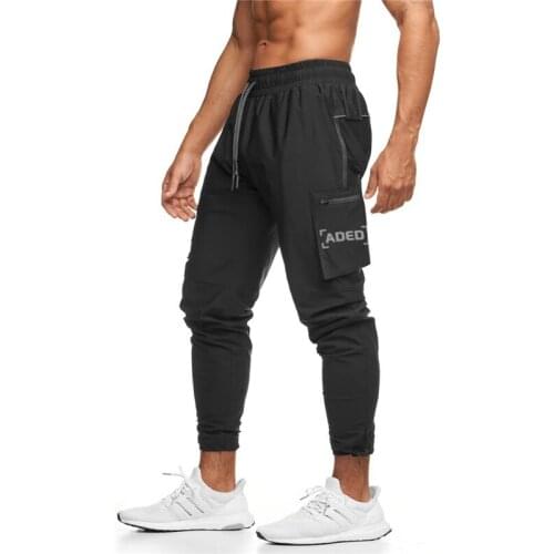 Spring Men Pants Joggers Pant 2121 New Autum Mens Trousers Mens Clothing Jogging Solid Big Side Pocket Pants Sweatpants Black