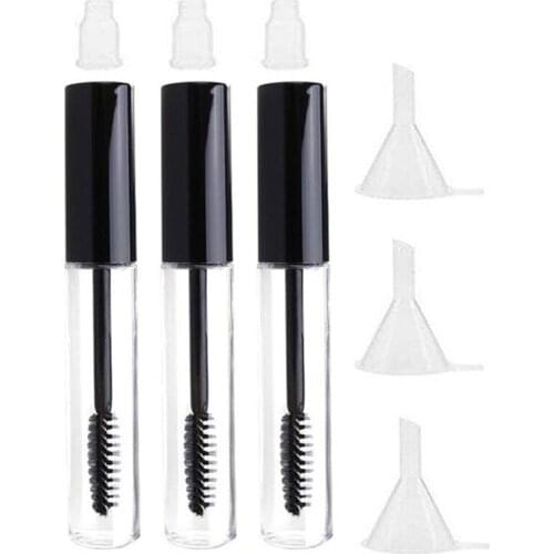 3pc/Set 10ml Empty Mascara Tube Black Wand Eyelash Cream Vial Liquid Refillable Bottle With Funnel DIY Makeup Cosmetic Container