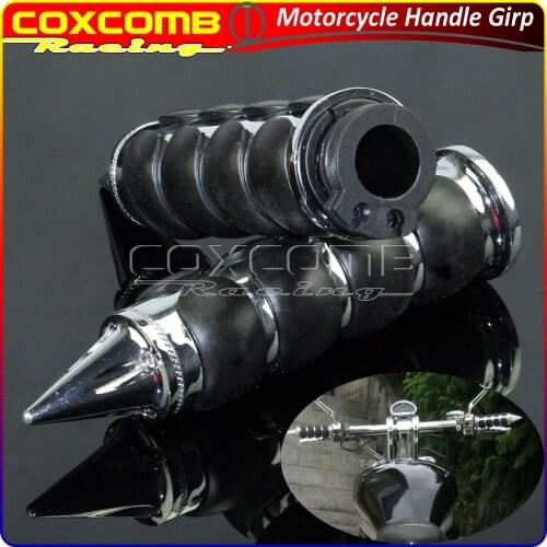 22mm/25mm Motorcycle Chrome 1inch Aluminum Rubber Spike Handlebar Hand Grips For Honda Suzuki Boulevard C50 M50 C90 M109R C109