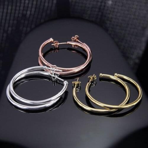 39MM Creole Hinged Hoop Earrings Fit Karma Beads for Women Men 925 Sterling Silver Round Circle Dangle Pendant Ear Jewelry Gifts