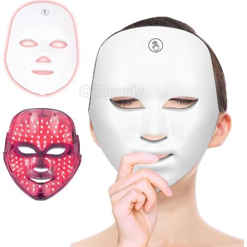 LED Facial Mask With Neck Skin Rejuvenation Face Care Treatment Beauty Anti Acne Therapy Whitening 7 Colors Light Face relax
