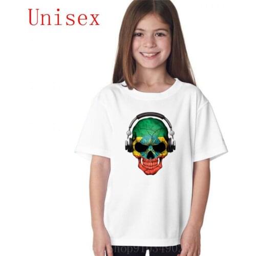 Dark Skull Deejay with Ethiopian Flag DJ Headphone boy clothes kids clothing kids clothes girls suitable 100%cotton