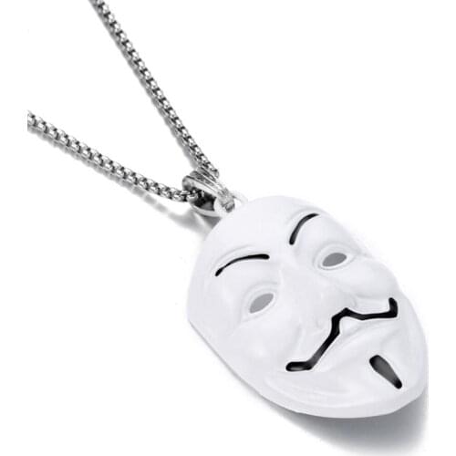 CDCOTN Car Ornaments Stainless Steel Necklace Mask Pendant Auto Interior Rear View Mirror Hanging Decoration Auto Car Accessorie