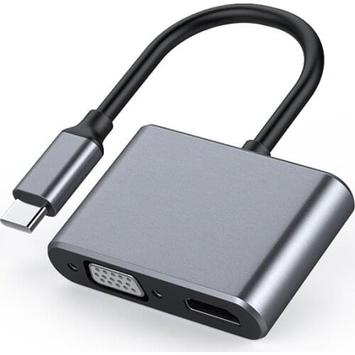 USB Type C 3.1 To HDMI-compatible 4K VGA 1080P USB 3.0 Hub Thunderbolt 3 60W PD Port Splitter for Macbook/2018 Ipad Pro/XPS 13