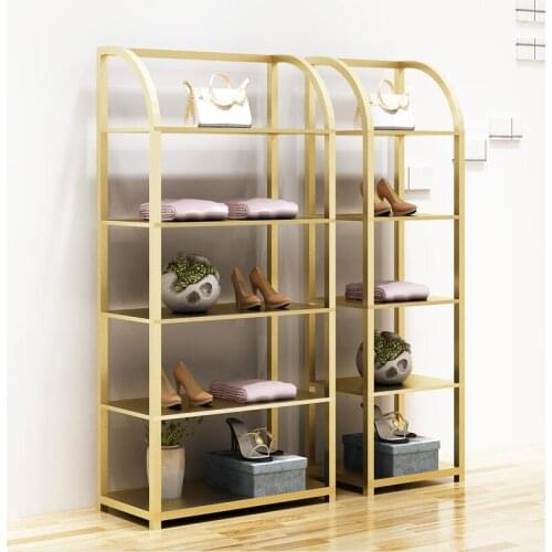 Wanjian clothing store display stand gold shelf multi-layer shoe shop window floor bag five-layer storage rack space