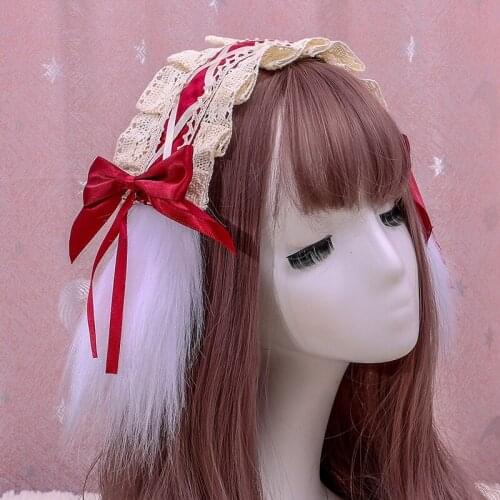 Girl Cute Rabbit Ear Lace Housemaid Cosplay Headband Headwear Hairband Birthday Party Props Carnival Gift Hair Accessoires