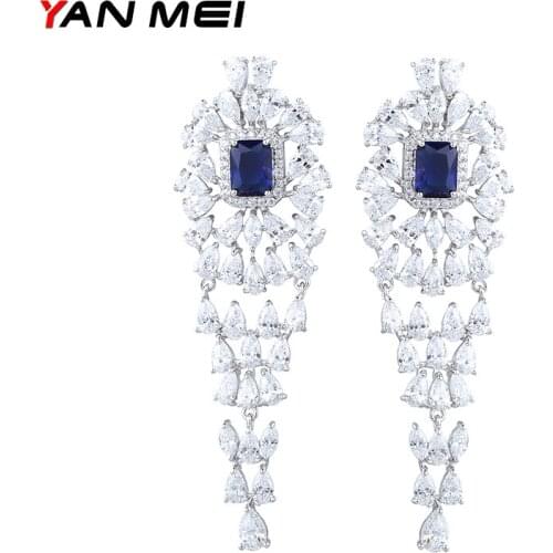 YAN MEI 2017 Three Colors Fancy Romantic Cubic Zirconia Dangle Earrings Wedding Jewelry GLE5583