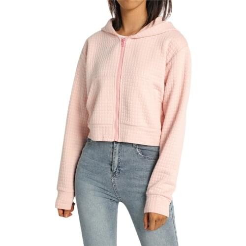 Female Sweatshirts Autumn Spring Casual Sweet Clothes Women Coats Solid Color Long Sleeve Zipper Hooded Outwear Tops S M L